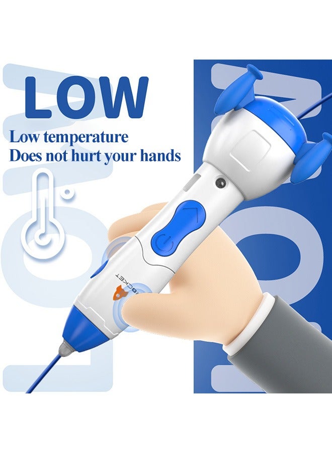Generic 3D Printing Pen, Adjustable Speed 3D Pen Set, Astronaut Shape 3D Graffiti Pen, Educational STEM Toy, Art Activity Set, Advanced 3D Printing Pen, 3D Printing Pen with 3 Starter Colors of PLA Filament Stencil Book and Charger, Kids DIY Gift Present for Graffiti, Drawing, Model Making, Low Temperature Does not Hurt Hands(Blue)  - Image 5