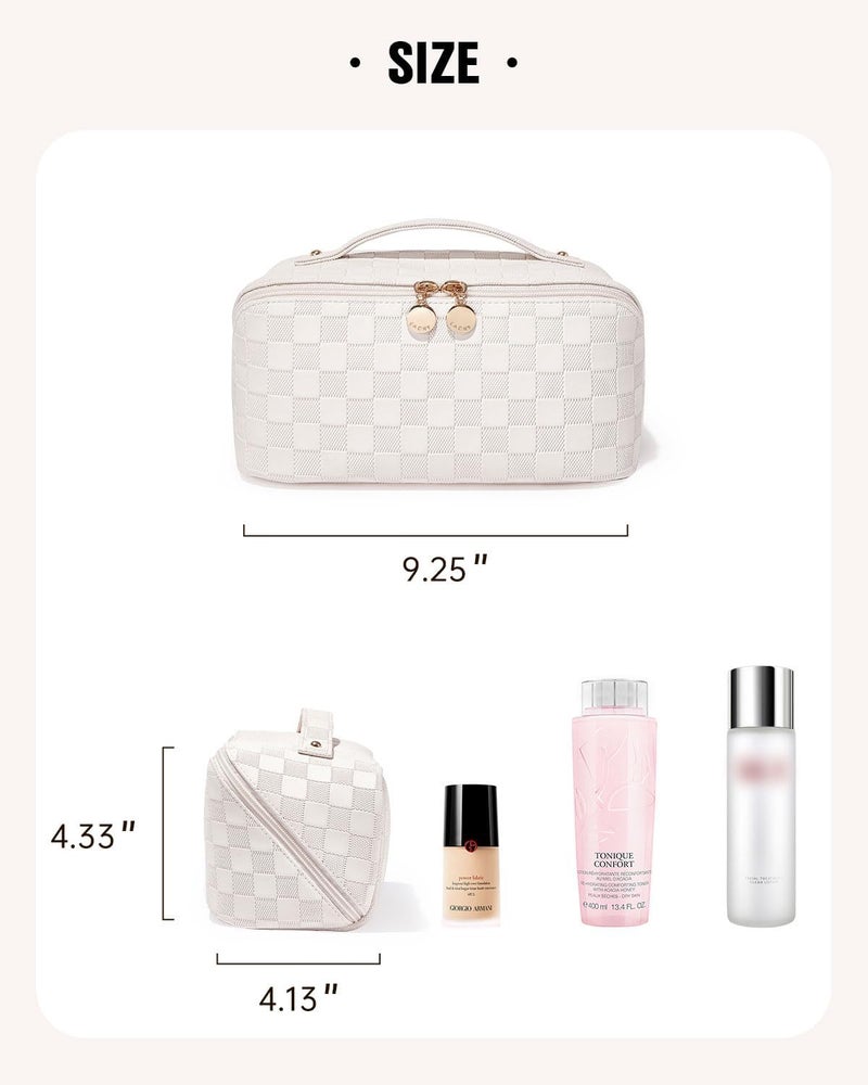 EACHY Travel Makeup Bag,Large Capacity Cosmetic Bags for Women,Waterproof Portable Pouch Open Flat Toiletry Bag Pattern Makeup Bag - Image 5