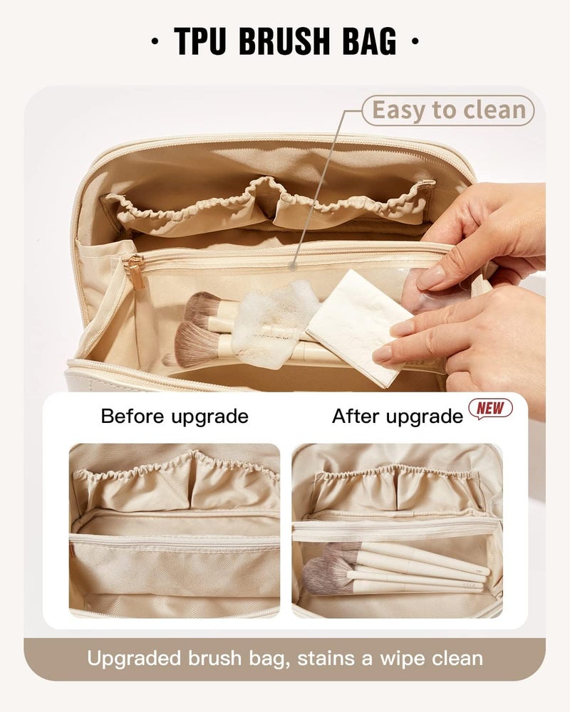 EACHY Travel Makeup Bag,Large Capacity Cosmetic Bags for Women,Waterproof Portable Pouch Open Flat Toiletry Bag Pattern Makeup Bag - Image 3
