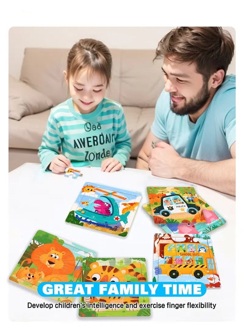 6 Piece Preschool Educational and Learning Animal Jigsaw Puzzle Toy Gift Set Toddler Puzzles Party Favors for Girls and Boys(Portable Travel Puzzles) - Image 2