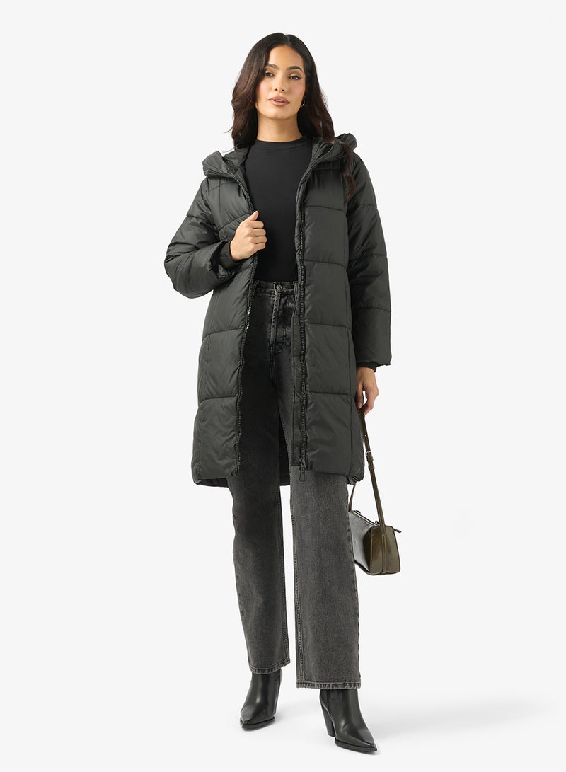 ايلا جاكيت مبطن بغطاء رأس وسحاب أمامي - Image 4