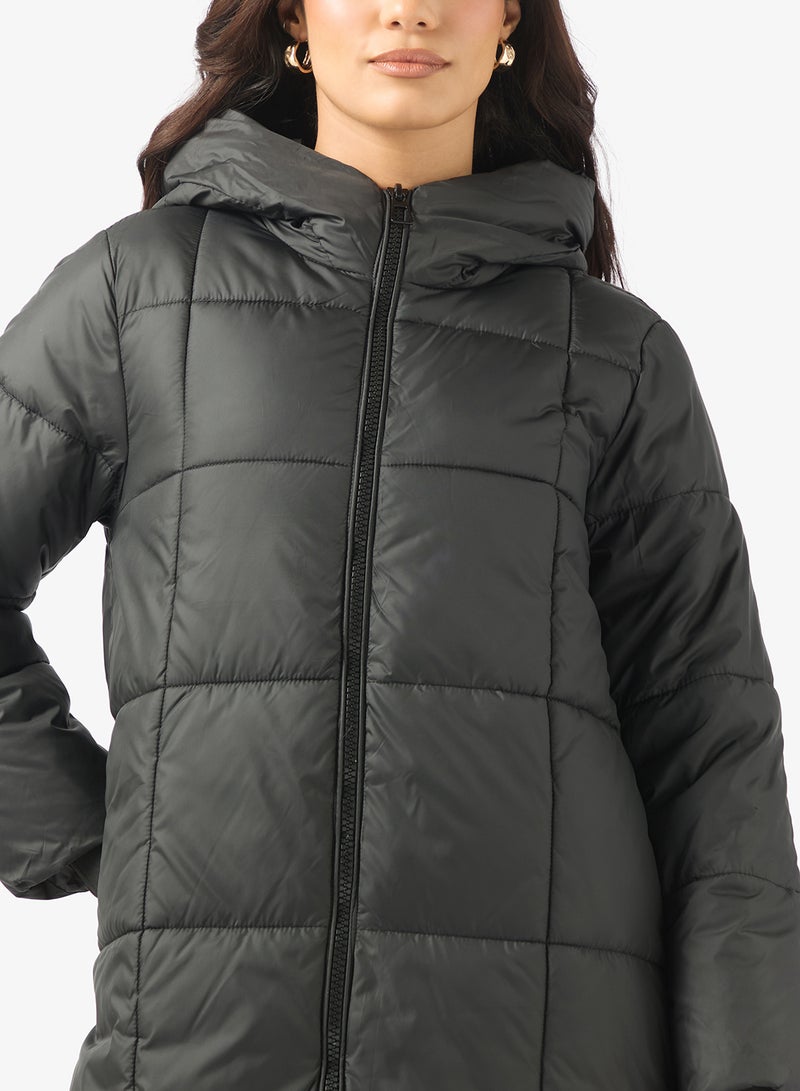 ايلا جاكيت مبطن بغطاء رأس وسحاب أمامي - Image 3