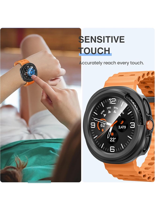 SJet Samsung Galaxy Watch 8 Classic 2025 Screen Protector Case 46mm Accessories, Protective Face Cover, Hard Bumper Built-in Tempered Glass Film(46mm, Black) - Image 3