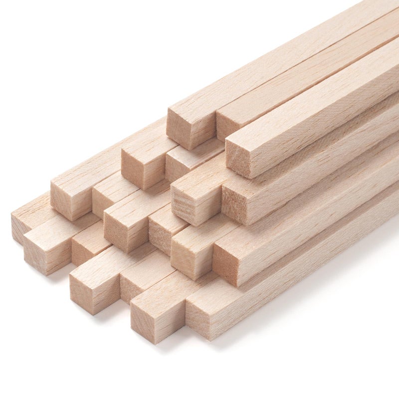 Balsa Wood Sticks Square Wooden Dowel Rods Balsa Wood Strips for Crafts 20 PCS 38 x 12 Unfinished Wood Sticks for Crafting Miniature Architectural Model Building Supplies DIY Projects