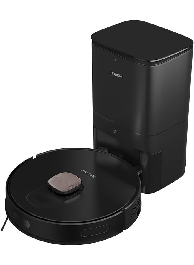HITACHI Robot Vacuum Cleaner With Auto Dust Disposal System, Cleaning Setting on App, Powerful Suction Power Up to 5000Pa, Battery Life Up to 4 Hours, Auto Charge, LDS Navigation Mapping 100 W RVX20DPBKCG Black - Image 1