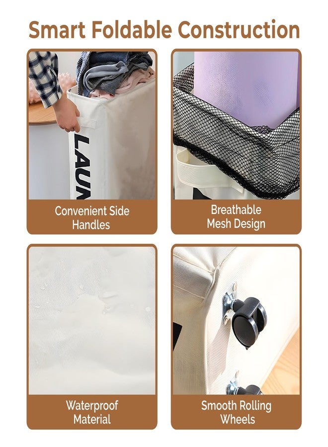 Home Essentials HomeEssentials Foldable Laundry Basket with Wheels - Portable Laundry Bag/Toy Storage Organizer/Cloth Bin, Washing Clothes Storage Basket, and Movable Storage Solution (Polyester) - Image 3