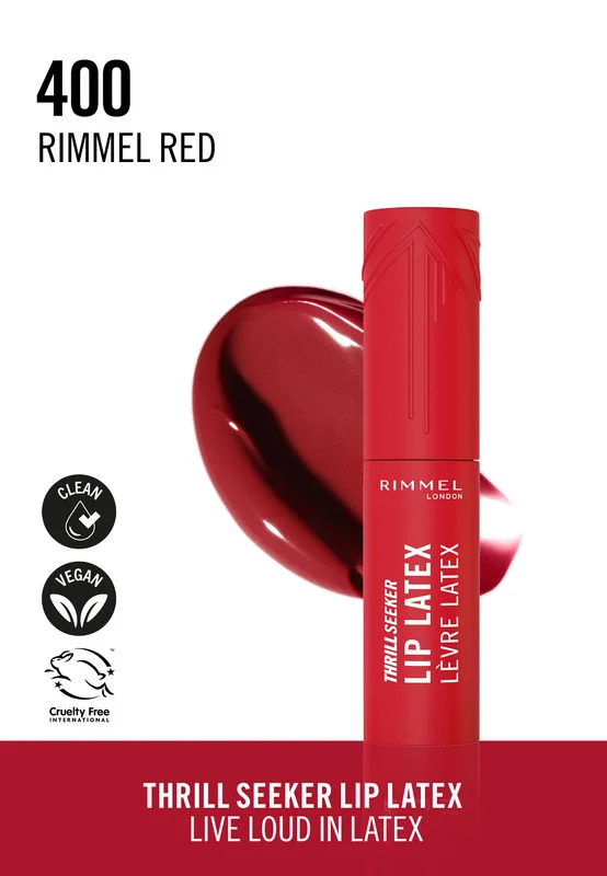 RIMMEL LONDON Thrill Seeker Lip Latex - 400 - Rimmel Red, 6ml