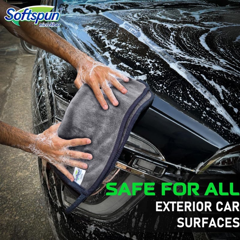SOFTSPUN Microfiber & Car Shampoo Combo | 500 GSM 40x60cm 1 Pc Grey+500mL Car & Bike Premium Liquid Shampoo | Thick Foam, Removes Tough Dirt & Grime | pH Neutral | Works with Bucket & Foam Cannon. - Image 5