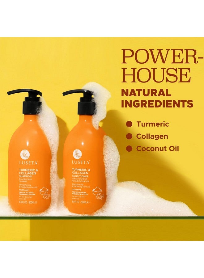 لوسيتا مجموعة شامبو وبلسم لوسيتا لنمو الشعر مع الكركم والكولاجين، شامبو تكثيف الشعر للشعر الرقيق أو الزيتي، خالي من الكبريتات والبارابين، 2 × 16.9 أونصة - Image 5