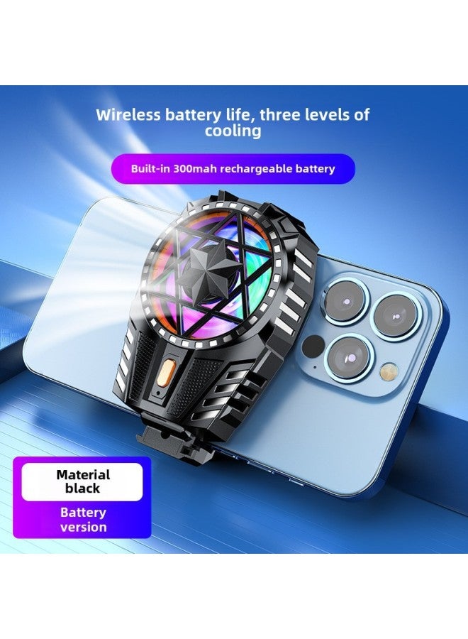 2024 X112 Mobile Phone Radiator Air-cooled Three-speed Adjustable Fan Portable Peripherals Fast Cooling-Color:【X112 Material Black】 Charging - Image 1