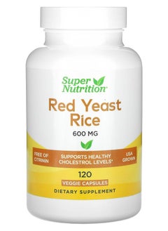 Super Nutrition Red Yeast Rice 600 mg 120 Veggie Capsules 