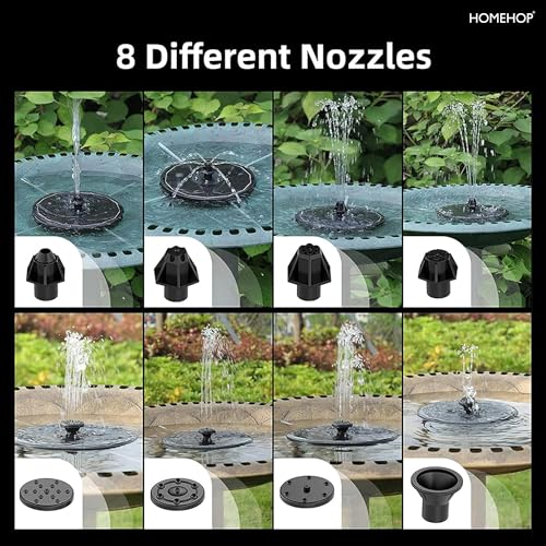 Homehop Solar Water Fountain For Home 8 nozzles Floating Lotus Leaf Sprinkler Mini Pump For Garden, Outdoor, Pool, Fish Aquarium tank, Decoration (7V/1.4W Black ABS) - Image 4