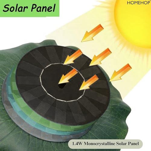 Homehop Solar Water Fountain For Home 8 nozzles Floating Lotus Leaf Sprinkler Mini Pump For Garden, Outdoor, Pool, Fish Aquarium tank, Decoration (7V/1.4W Black ABS) - Image 2