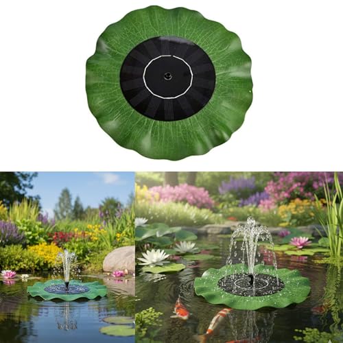 Homehop Solar Water Fountain For Home 8 nozzles Floating Lotus Leaf Sprinkler Mini Pump For Garden, Outdoor, Pool, Fish Aquarium tank, Decoration (7V/1.4W Black ABS) - Image 1