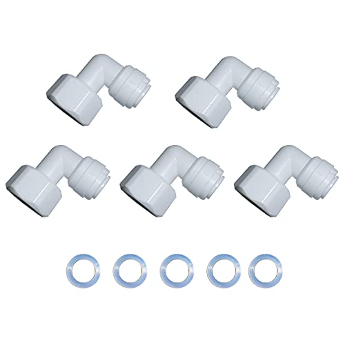YZMSZ Elbow 1/2" Female Thread to 3/8" OD Tube Quick Connector Tubing Fittings for Water Purifiers Filters Reverse Osmosis Systems accessories,5pcs. - Image 1