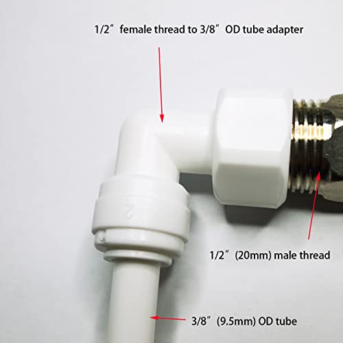 YZMSZ Elbow 1/2" Female Thread to 3/8" OD Tube Quick Connector Tubing Fittings for Water Purifiers Filters Reverse Osmosis Systems accessories,5pcs. - Image 4