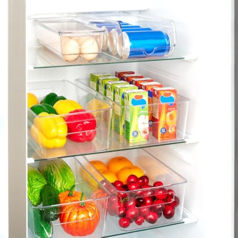 8 Pack Clear Kitchen Storage Organizer with Handles Stackable Clear Storage Boxes BPA-free Suitable for Kitchen Cabinets Freezers Food Shelves 3 Sizes - Image 4