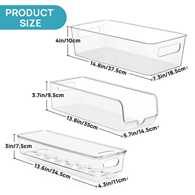 8 Pack Clear Kitchen Storage Organizer with Handles Stackable Clear Storage Boxes BPA-free Suitable for Kitchen Cabinets Freezers Food Shelves 3 Sizes - Image 2