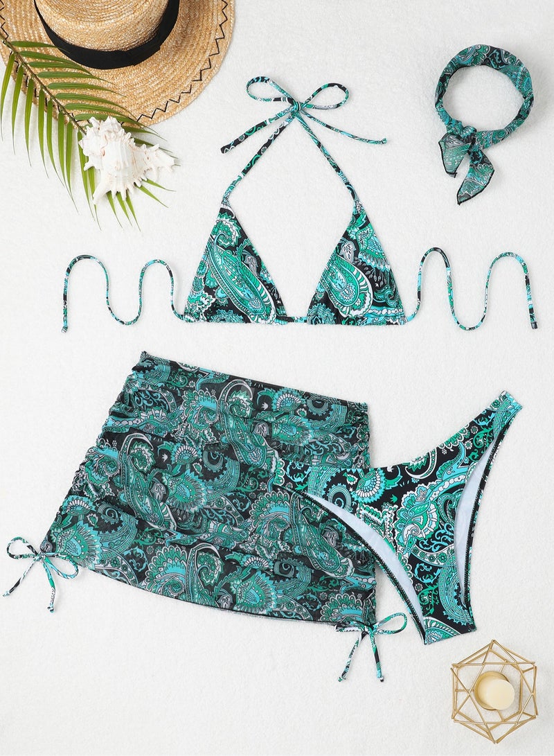 Fashionable Women's Bikini Swimsuit Four Piece Set  - Image 2