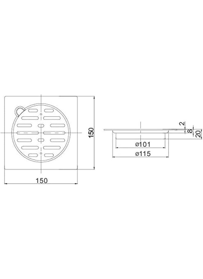 Biella Stainless Steel 150Mm X 150Mm Bathroom Shower Floor Drain  - Image 4