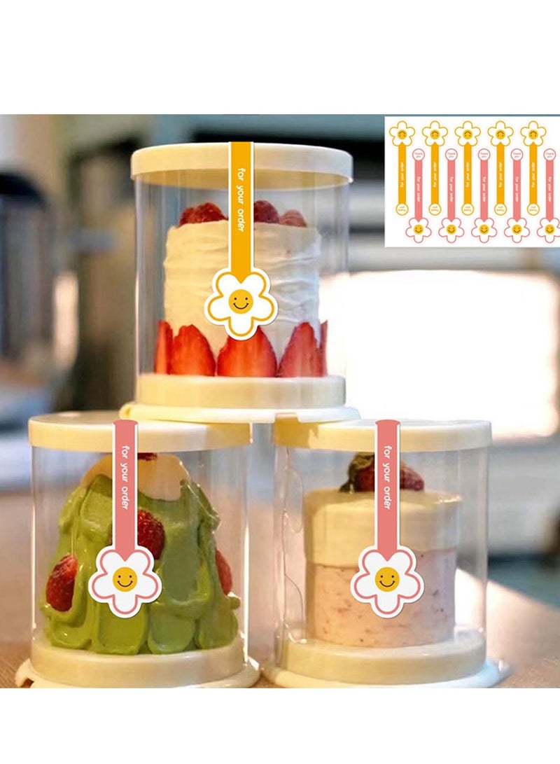 100pcs Cartoon Cute Expressions Long Strip Stickers Round Adhesive Baking Cake Box DIY Sealing Stickers, Bread Cake Labels Food Packaging，Suitable For Packaging Cakes, Cookies, Desserts, Etc - Image 2