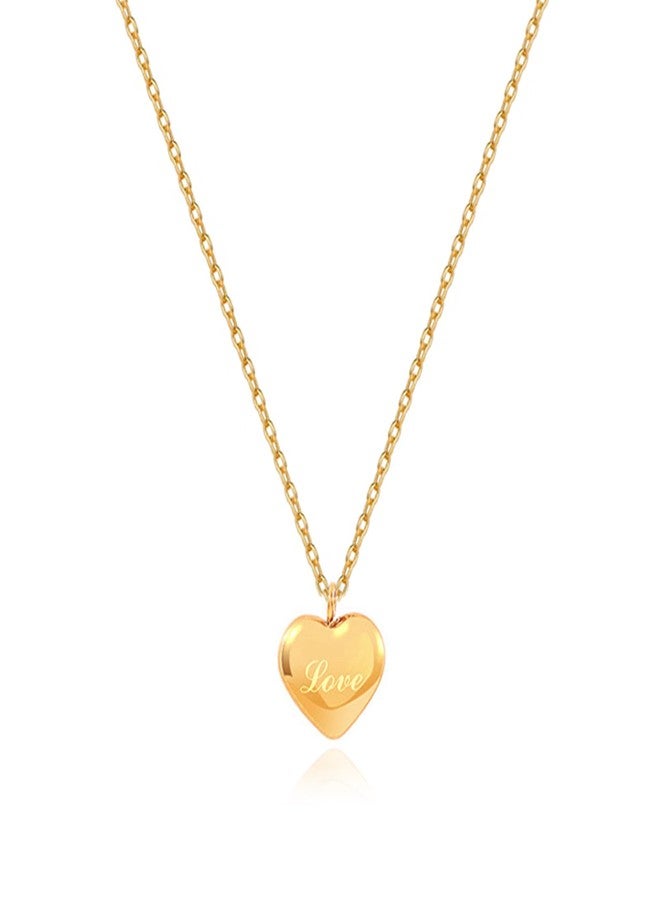 Zeffy Cute Heart Necklace 18k Gold/Silver Plated Tiny Heart Pendant Choker Necklaces Small Gold Love Heart Chain Necklace for Women Dainty Gold Jewelry Gifts for Women Girls Teen Girls, 16"+2", Brass, - Image 1