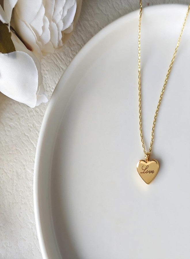 Zeffy Cute Heart Necklace 18k Gold/Silver Plated Tiny Heart Pendant Choker Necklaces Small Gold Love Heart Chain Necklace for Women Dainty Gold Jewelry Gifts for Women Girls Teen Girls, 16"+2", Brass, - Image 5