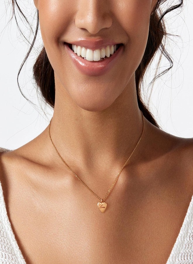 Zeffy Cute Heart Necklace 18k Gold/Silver Plated Tiny Heart Pendant Choker Necklaces Small Gold Love Heart Chain Necklace for Women Dainty Gold Jewelry Gifts for Women Girls Teen Girls, 16"+2", Brass, - Image 3