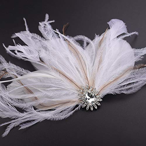 Chmier Bridal 1920s Flapper Feather Hair Clip Pin Crystal White Feather Roaring 20s Headpiece Prom Party Festival Hair Jewelry for Women - Image 5