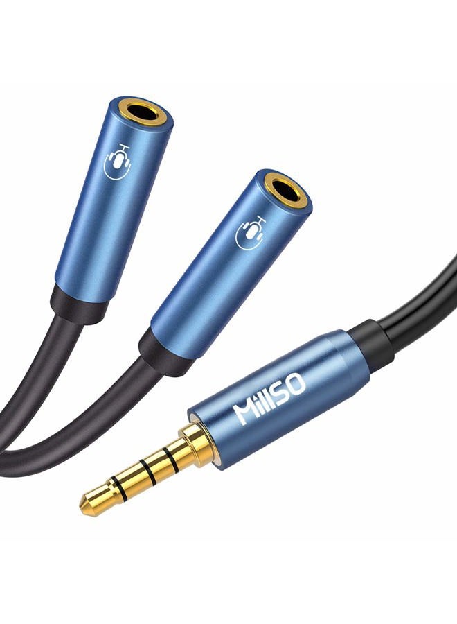 MillSO 3.5mm TRRS Stereo Splitter, 4-Pole, Male to Dual Female, 3ft, 3.5mm Jack Adapter, Compatible with Headsets, Microphones, Laptop, Smartphone, Xbox - Image 1