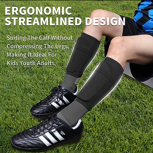 LPONJAR Soccer Shin Guards for Kids Youth Adults - Shin Pads and Sleeves with Optimized Insert Pocket for Boys Girls Men Women for Football Games - Protective Soccer Equipment - Image 4