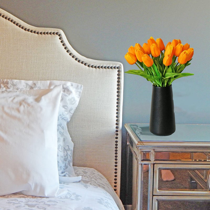 Mandy's Artificial Tulips 20 Stems Orange PU Faux Flowers for Valentine's Day and New Year Decorations Wedding Home Decor 13.5 Inch - Image 4