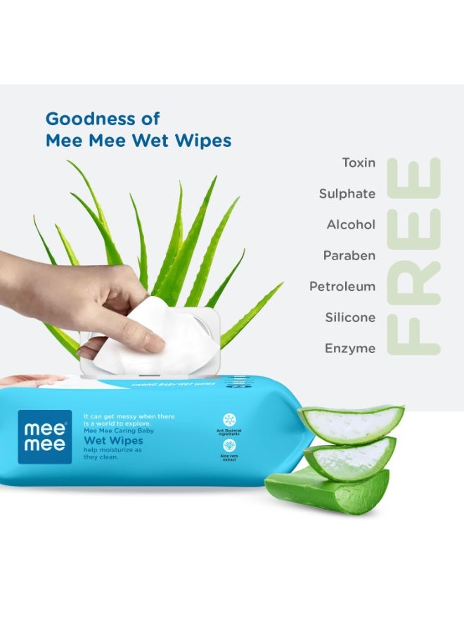 Mee Mee Caring Baby Wet Wipes with lid, 72 Pcs (Aloe Vera, Pack of 3) - Image 3