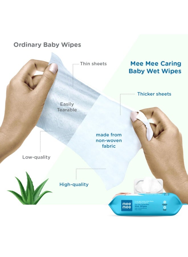 Mee Mee Caring Baby Wet Wipes with lid, 72 Pcs (Aloe Vera, Pack of 3) - Image 5