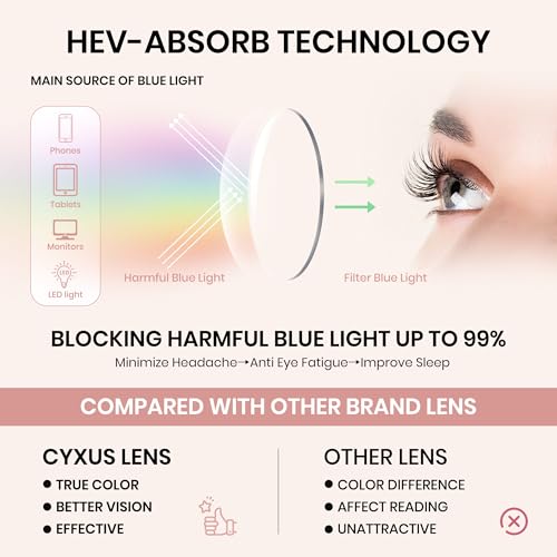 Cyxus Blue Light Glasses for Woman, Fashion Computer Glasses on Office Reduce Eye Strain Anti Migraine for Working Reading - Image 3