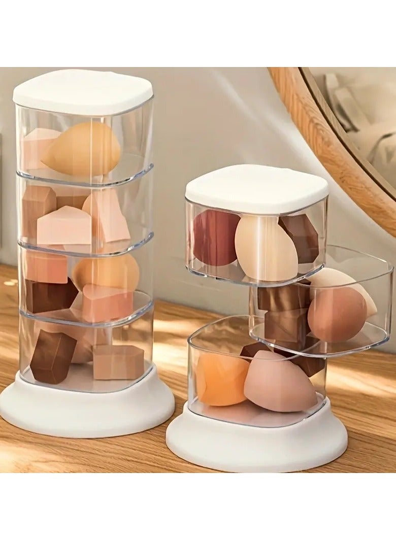 ORiTi Makeup Sponge Containers with Lid Turnable Multi Tier Makeup Sponge Powder Puff Storage Organizer Holder Hair Accessories Dispenser Box For Vanity Countertop Cotton Pad Organization - Image 4
