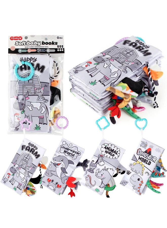 Infant Puzzle Early Education Tail Cloth Book Baby Tear Not To Rot With Ringing Paper 4 Pages 8 Three-dimensional Dinosaur Ocean Cloth Book - Image 4