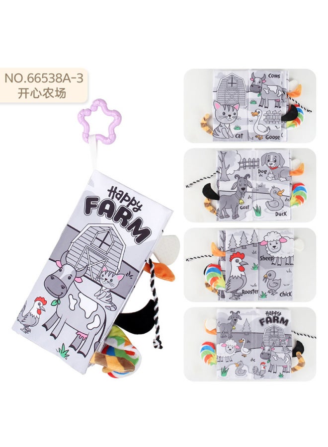 Infant Puzzle Early Education Tail Cloth Book Baby Tear Not To Rot With Ringing Paper 4 Pages 8 Three-dimensional Dinosaur Ocean Cloth Book - Image 1