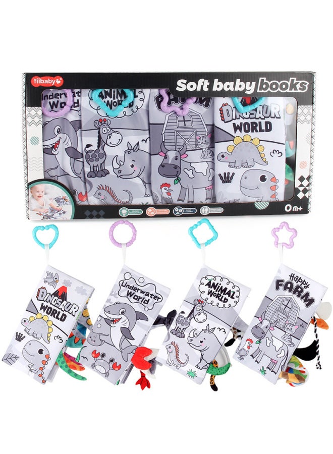 Infant Puzzle Early Education Tail Cloth Book Baby Tear Not To Rot With Ringing Paper 4 Pages 8 Three-dimensional Dinosaur Ocean Cloth Book - Image 5