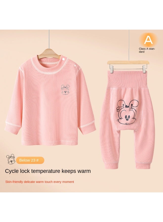 Babu Bean Category A Boneless High-waist Two-piece Set】 Infant And Toddler Homewear, Autumn Thermal Fleece, Unisex Baby Outfits - Image 3