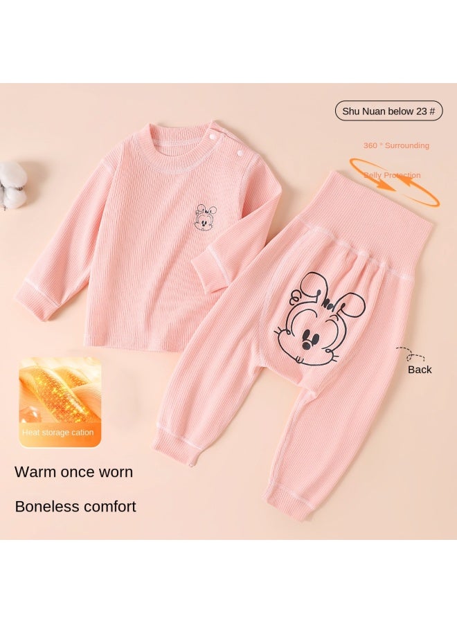 Babu Bean Category A Boneless High-waist Two-piece Set】 Infant And Toddler Homewear, Autumn Thermal Fleece, Unisex Baby Outfits - Image 1