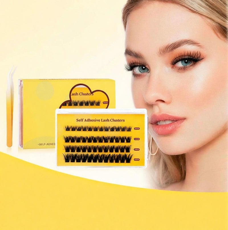 Cluster Lashes 200pcs DIY Eyelash Extension D Curl Long Individual Lashes Mixed Tray Faux Mink Lash Clusters Extensions Black (10-16mm) - Image 4
