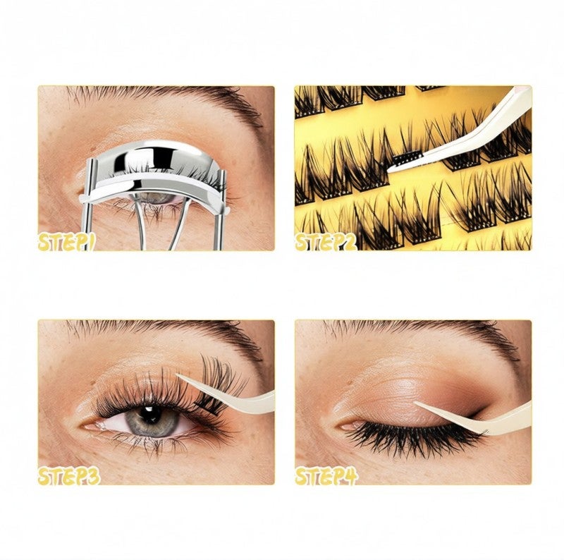 Cluster Lashes 200pcs DIY Eyelash Extension D Curl Long Individual Lashes Mixed Tray Faux Mink Lash Clusters Extensions Black (10-16mm) - Image 3
