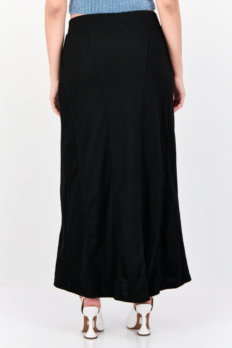 Reserved Women Ribbed Maxi Skirt, Black - Image 3