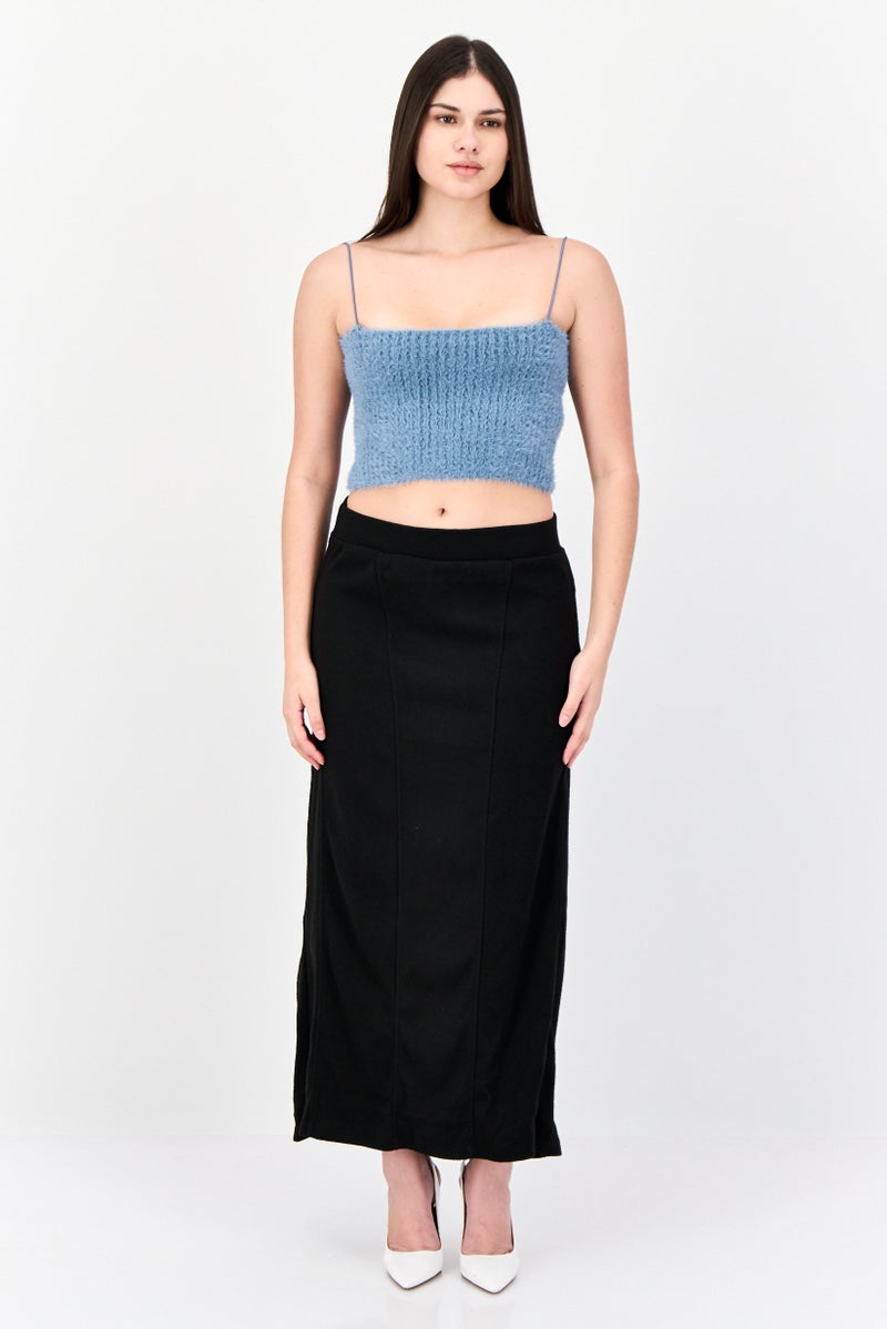 Reserved Women Ribbed Maxi Skirt, Black - Image 4