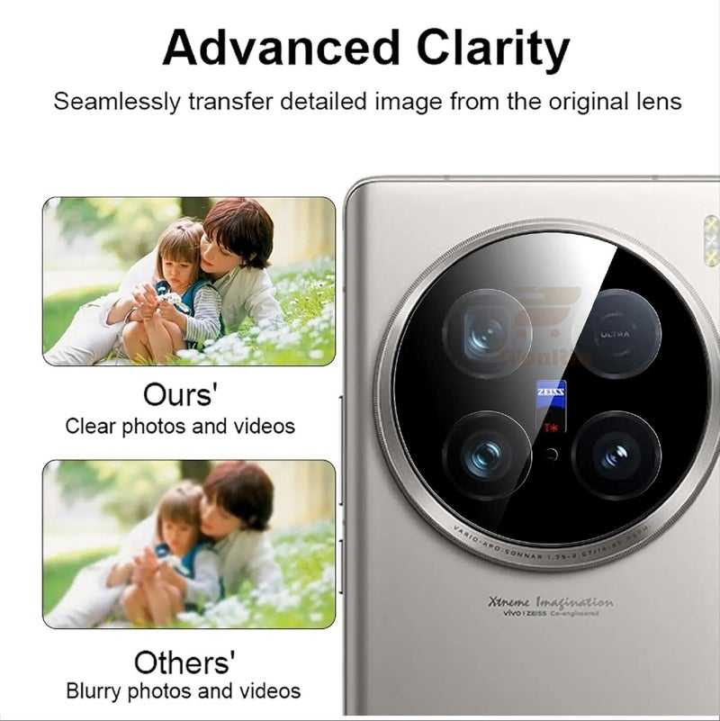 WonRia حامي عدسة الكاميرا الخلفية لهاتف Vivo X200 Pro 5G - زجاج حامي [3D متميز] - أسود - Image 4