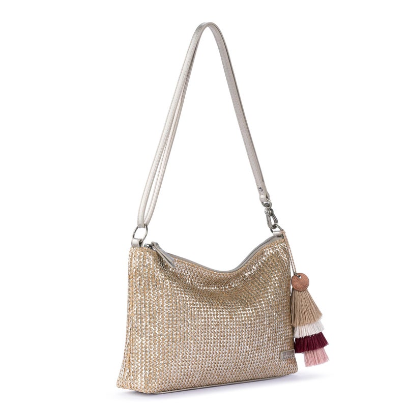 Sakroots Lumi Convertible Crossbody Purse - Women's 3-in-1 Handbag for Everyday & Travel -Small Clutch Bag With Zipper - Pyrite Straw - Image 3