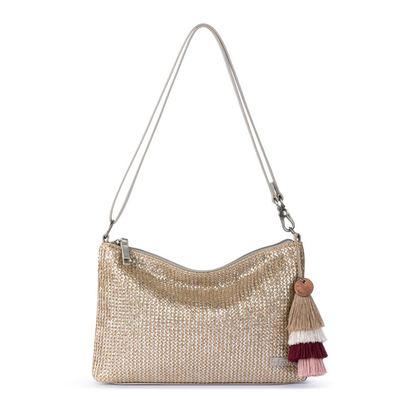 Sakroots Lumi Convertible Crossbody Purse - Women's 3-in-1 Handbag for Everyday & Travel -Small Clutch Bag With Zipper - Pyrite Straw - Image 1