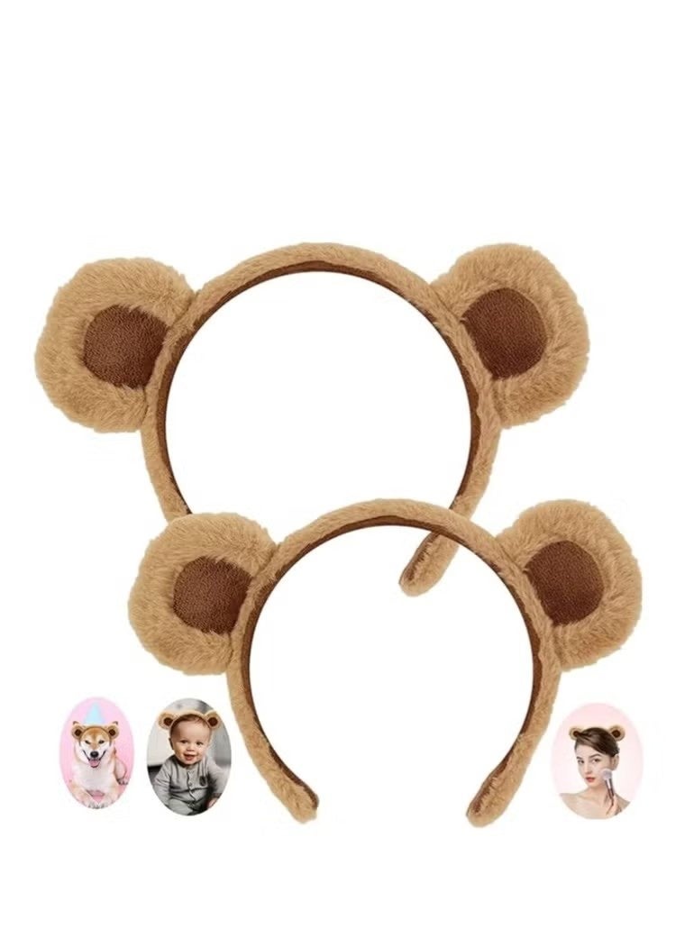 2 Pack Bear Ears Headband for Adult Women, Face Wash Headband, Costume Decoration, Soft and Durable for Party, Dance, Show, Cosplay - Image 1