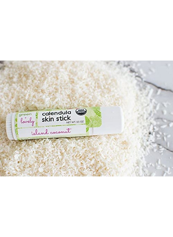 Green + Lovely Calendula Skin Stick Organic Lotion Sticks Moisturizing Balm Ointment Salve Multipurpose Hand Cream Body Bar 0.5 Oz Island Coconut (1 Tube) - Image 2